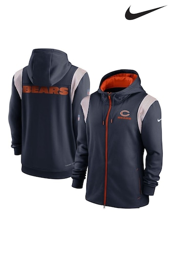 Nike Blue Fanatics NFL Chicago Bears Sideline Thermaflex Full Zip Fleece (D91860) | £75