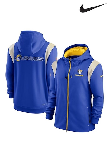 Nike Blue NFL Fanatics Los Angeles Rams Sideline Thermaflex Full Zip Fleece (D91867) | £75