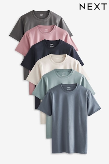 Grey/Black/Blue/Light Blue/White/Pink T-Shirts 6 Pack (D91928) | £48