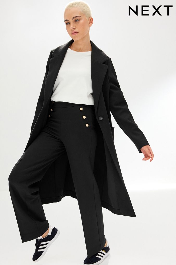 Black Smart Mid- Length Coatigan (D91947) | £45