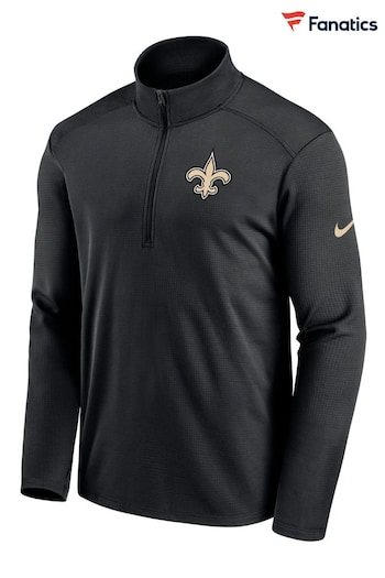 Nike Black NFL Fanatics New Orleans Saints Logo Pacer Half Zip Sweat Top (D92054) | £55