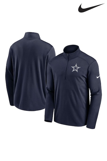 Nike Blue NFL Fanatics Dallas Cowboys Logo Pacer Half Zip Sweat Top (D92055) | £55