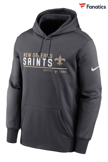 Nike Pegasus Grey NFL Fanatics New Orleans Saints Therma Pullover Hoodie (D92056) | £70