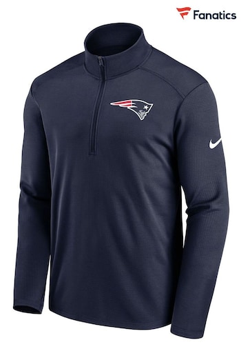 Nike Blue NFL Fanatics New England Patriots Logo Pacer Half Zip Sweat Top (D92058) | £55