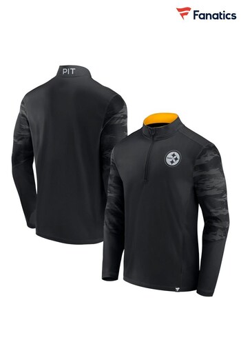 Fanatics Black NFL Pittsburgh Steelers Iconic Defender Quarter Zip T-Shirt (D92094) | £48