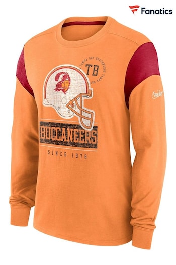 Nike Orange NFL Fanatics Tampa Bay Buccaneers Long Sleeve Historic Slub T-Shirt (D92095) | £45