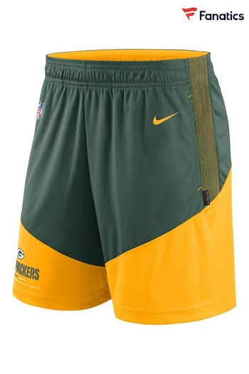 Nike Green NFL Fanatics Green Bay Packers On Field Sideline Dri-Fit Knit Shorts (D92103) | £45