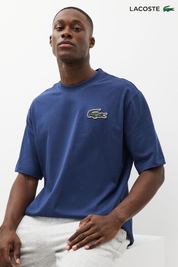 Lacoste Blue Men Croc Effect Originals T-Shirt (D92361) | £70