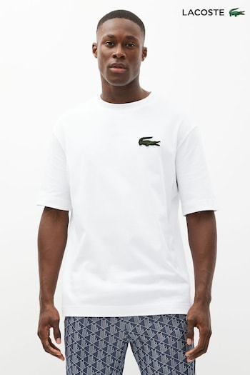 Lacoste Mens Croc Effect Originals White T-Shirt (D92362) | £70