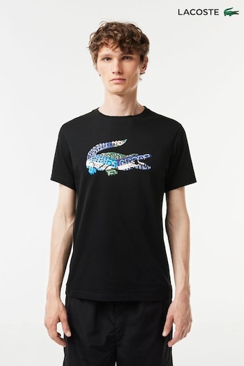 Lacoste Graphic Croc Logo Black T-Shirt (D92383) | £60