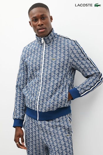 Lacoste Blue Jacquard Logo Zip Through Sweatshirt (D92385) | £160