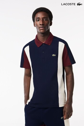 Lacoste Blue Colorblock Elevated Short Sleeve Polo Shirt (D92402) | £105