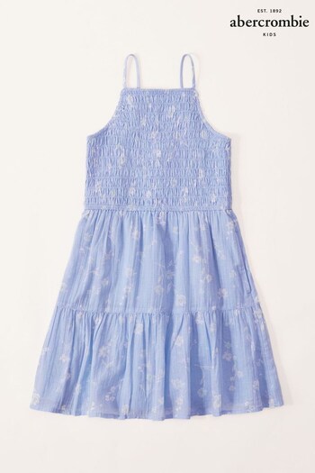 Abercrombie & Fitch Blue Cut Out Print Dress (D92457) | £40