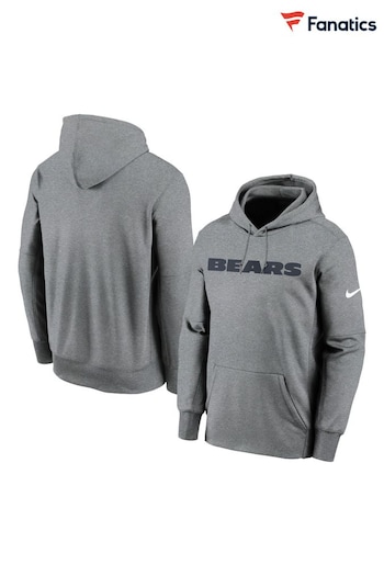 Nike store Grey NFL Fanatics Chicago Bears Prime Wordmark Therma Pullover Hoodie (D92529) | £65