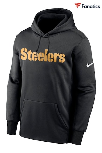 Nike Black NFL Fanatics Pittsburgh Steelers Prime Wordmark Therma Pullover Hoodie (D92531) | £65