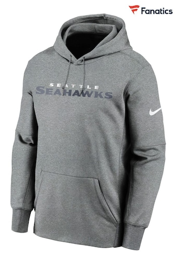 Nike Grey NFL Fanatics Seattle Seahawks Prime Wordmark Therma Pullover Hoodie (D92533) | £65