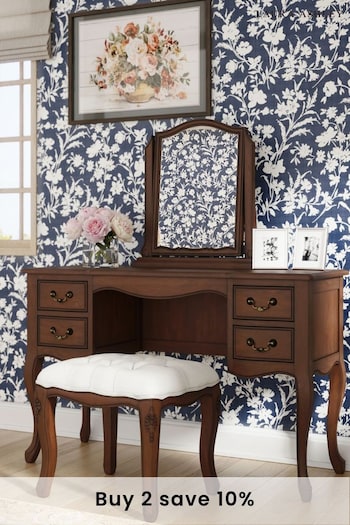 Laura Ashley Walnut Montpellier Dressing Table  Stool Set (D92581) | £850