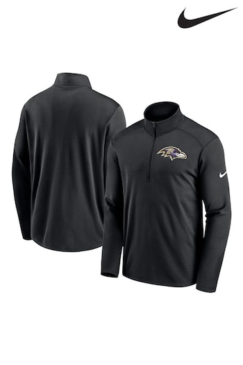 Nike Black NFL Fanatics Baltimore Ravens Logo Pacer Half Zip T-Shirt (D92621) | £55