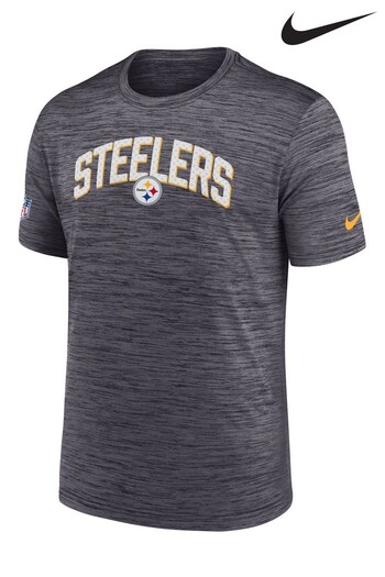 Nike Grey NFL Fanatics Pittsburgh Steelers On-Field Sideline Velocity T-Shirt (D92632) | £32