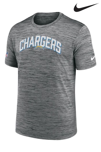 Nike Grey Fanatics Los Angeles Chargers  Nike On-Field Sideline Velocity T-Shirt (D92633) | £32