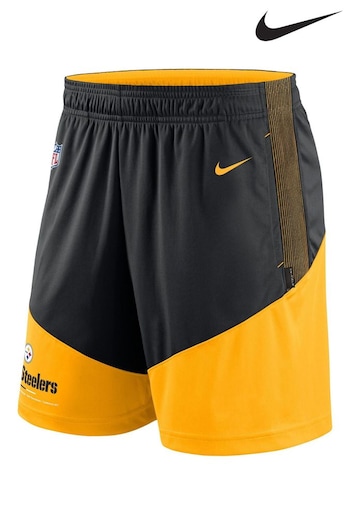 Nike Yellow NFL Fanatics Pittsburgh Steelers On-Field Sideline Dri-Fit Knit Shorts (D92642) | £45