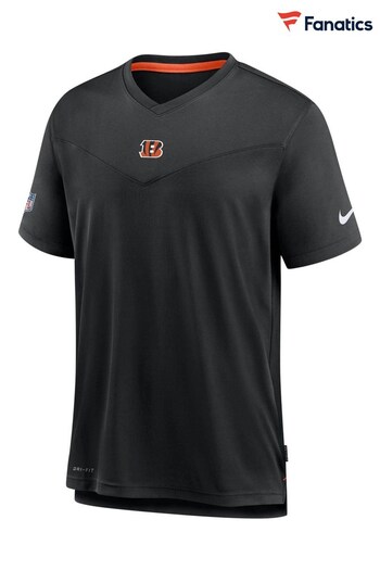 Nike Black NFL Fanatics Cincinnati Bengals Top Coach UV Short Sleeve T-Shirt (D92663) | £35