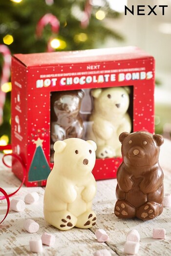 Set of 2 Christmas White & Milk Chocolate Bear Bombs (D92724) | £12