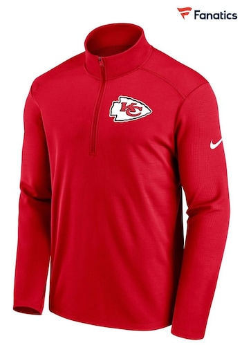 Nike high Red NFL Fanatics Kansas City Chiefs Logo Pacer Half Zip Hoodie (D92941) | £55