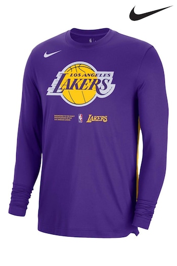 Nike Purple Fanatics Los Angeles Lakers Nike Long Sleeve Pregame Shooter T-Shirt (D92993) | £55