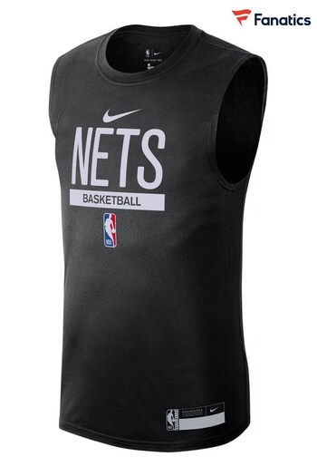 Nike White Black Fanatics Brooklyn Nets Nike White Sleeveless Practice T-Shirt (D92994) | £28