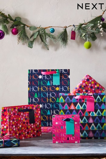 Set of 4 Bright Christmas Gift Zipper Bags (D93162) | £6