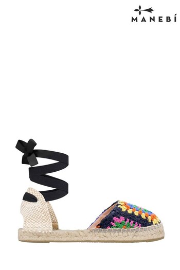 Manebi Natural Lace-Up Crochet Yucatán Espadrilles (D93205) | £105