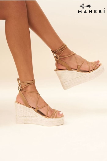 Manebi Light Natural Suede AR studio MNB Espadrille Wedges (D93219) | £195