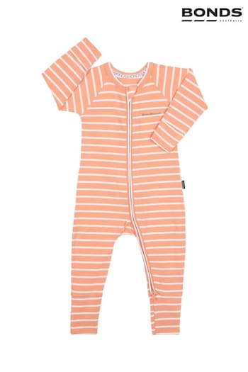 Bonds Orange Ribbed Zip Sleepsuit (D93229) | £22