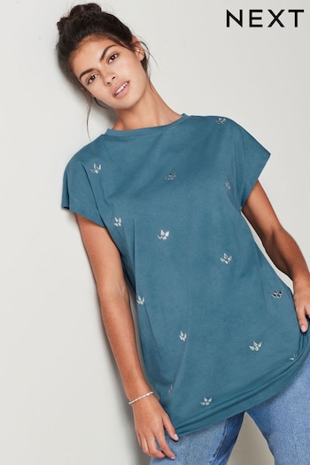 Blue Short Sleeve Gem Diamanté T-Shirt (D93313) | £26