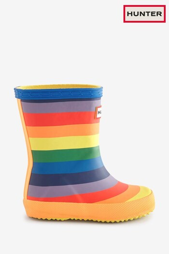 Hunter Yellow Little Kids Original First Classic Rainbow Print Boots (D93315) | £55