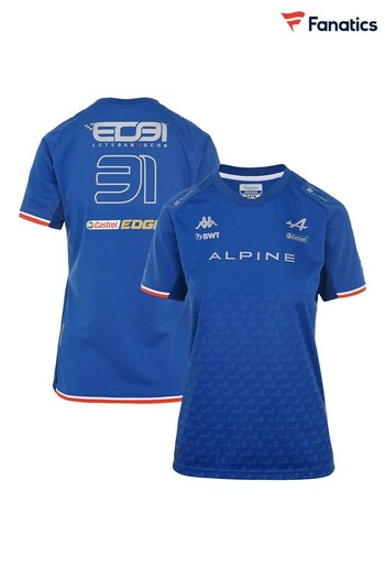 Fanatics Womens Blue BWT Alpine F1 Team Esteban Ocon 2022 Driver T-Shirt (D93326) | £65