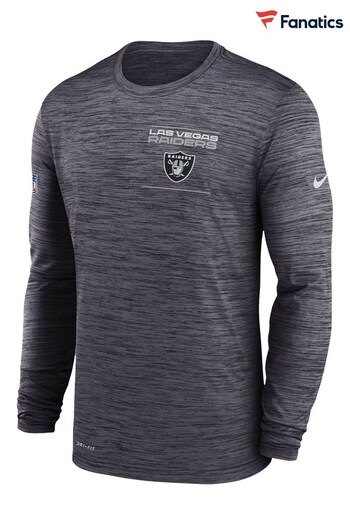 Nike Grey NFL Fanatics Las Vegas Raiders Velocity Long Sleeve T-Shirt (D93382) | £45