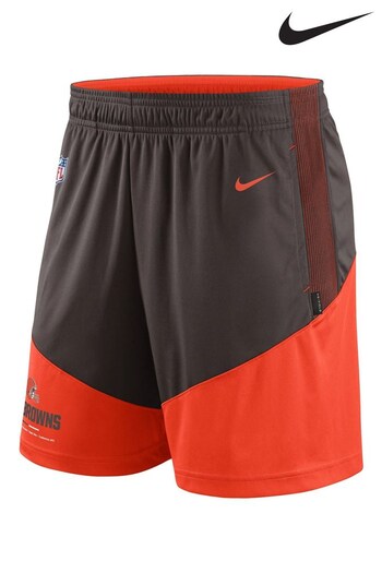 Nike Brown NFL Fanatics Cleveland On-Field Sideline Dri-Fit Knit Shorts (D93407) | £45