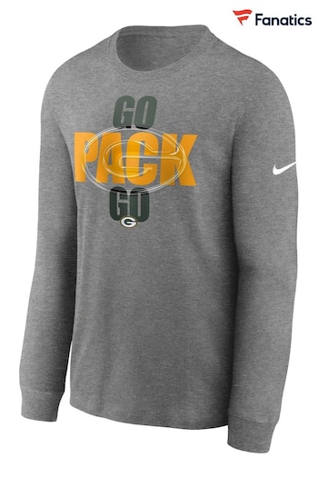 Nike Grey Fanatics Green Bay Packers Hyper Local Long Sleeve T-Shirt (D93417) | £28