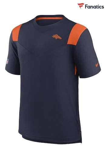 Nike Blue Fanatics Denver Broncos Sideline Nike Dri-FIT Player Short Sleeve Top (D93429) | £45