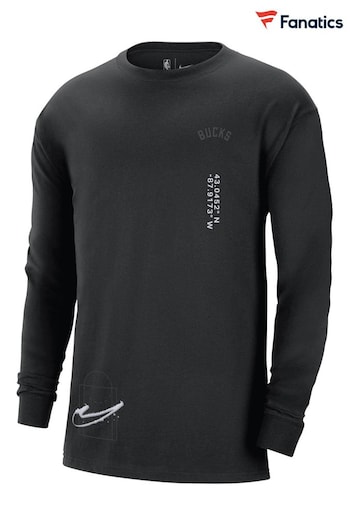 Nike Jordan Black Fanatics Milwaukee Bucks Nike Jordan Max 90 1 Long Sleeve T-Shirt (D93484) | £38