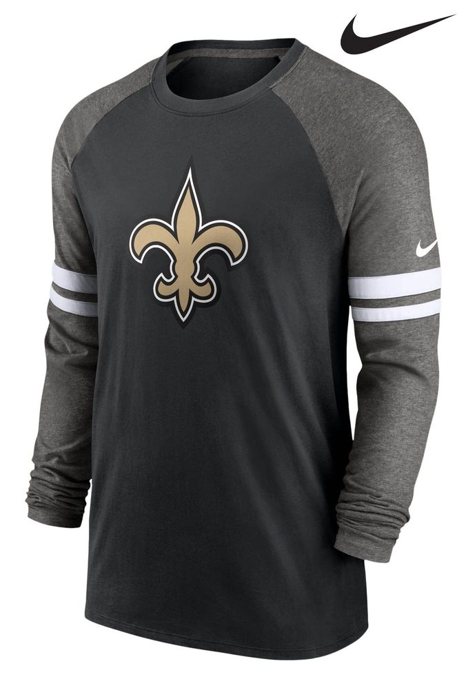 Nike Black Fanatics New Orleans Saints Dri-FIT Cotton Long Sleeve Raglan T-Shirt (D93541) | £45
