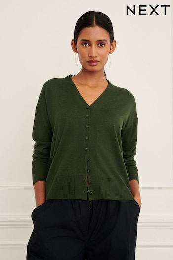 Khaki Green Button Up Cardigan (D93680) | £20