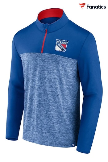 New York Rangers Fantics Blue Branded Iconic Defender 1/4 Zip T-Shirt (D93739) | £48