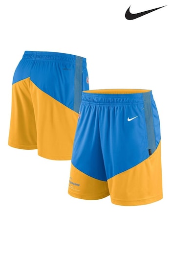 Nike Yellow NFL Fanatics Los Angeles Chargers On-field sideline Dri-Fit Knit Shorts (D93767) | £45