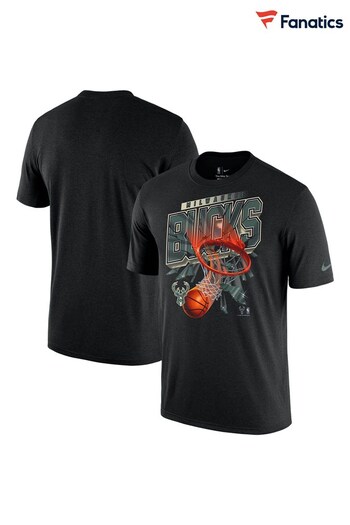 Nike Black Fanatics Milwaukee Bucks Nike Shattered Logo T-Shirt (D93771) | £33