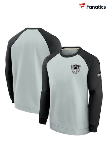 Nike Grey Fanatics Las Vegas Raiders Nike Dri-Fit Raglan Crew Sweatshirt (D93785) | £50