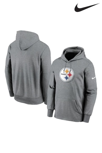 Nike Grey NFL Fanatics Pittsburgh Steelers Prime Logo Therma Pullover Hoodie (D93799) | £65