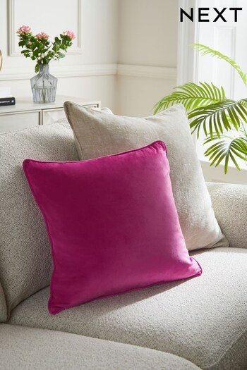 Fushsia Pink Matte Velvet Square Cushion (D93822) | £10